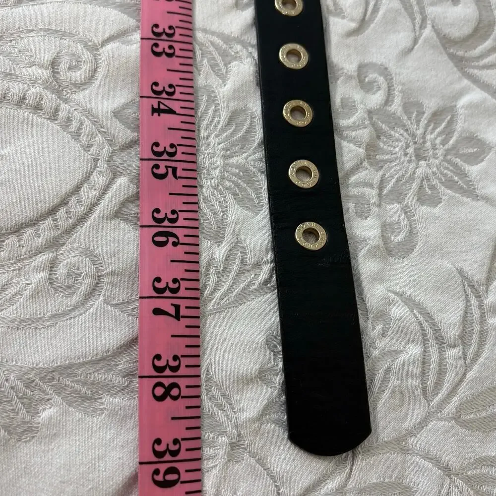 JUICY COUTURE Faux LE Belt Blk Sz M Retro Y2K Dark Fairy Core Witchy Biker Edgy